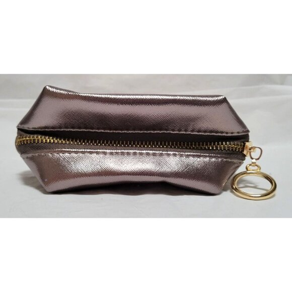 SeneGence Metallic Gun Metal Cosmetic Makeup Bag With Gold Zipper - Picture 4 of 7